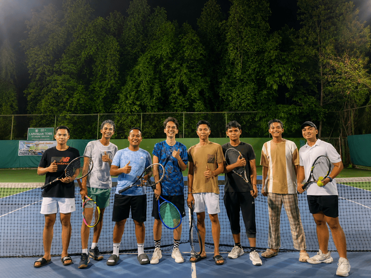 Anggota komunitas Arsiza Tennis Club berkumpul dalam sesi latihan bersama.